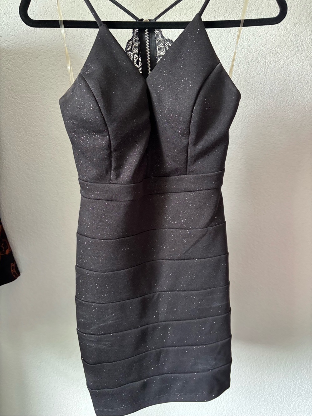 Emerald Sundae Black Sparkle Midi Bodycon Dress